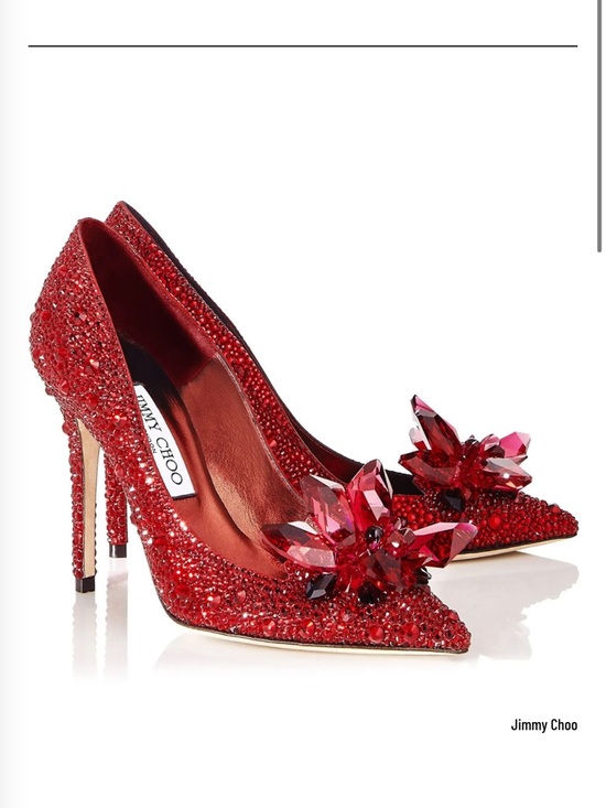 Jimmy Choo Shoes - Jimmy Choo Alia 37 Red Crystal-Embellished Pointed Stiletto Pumps